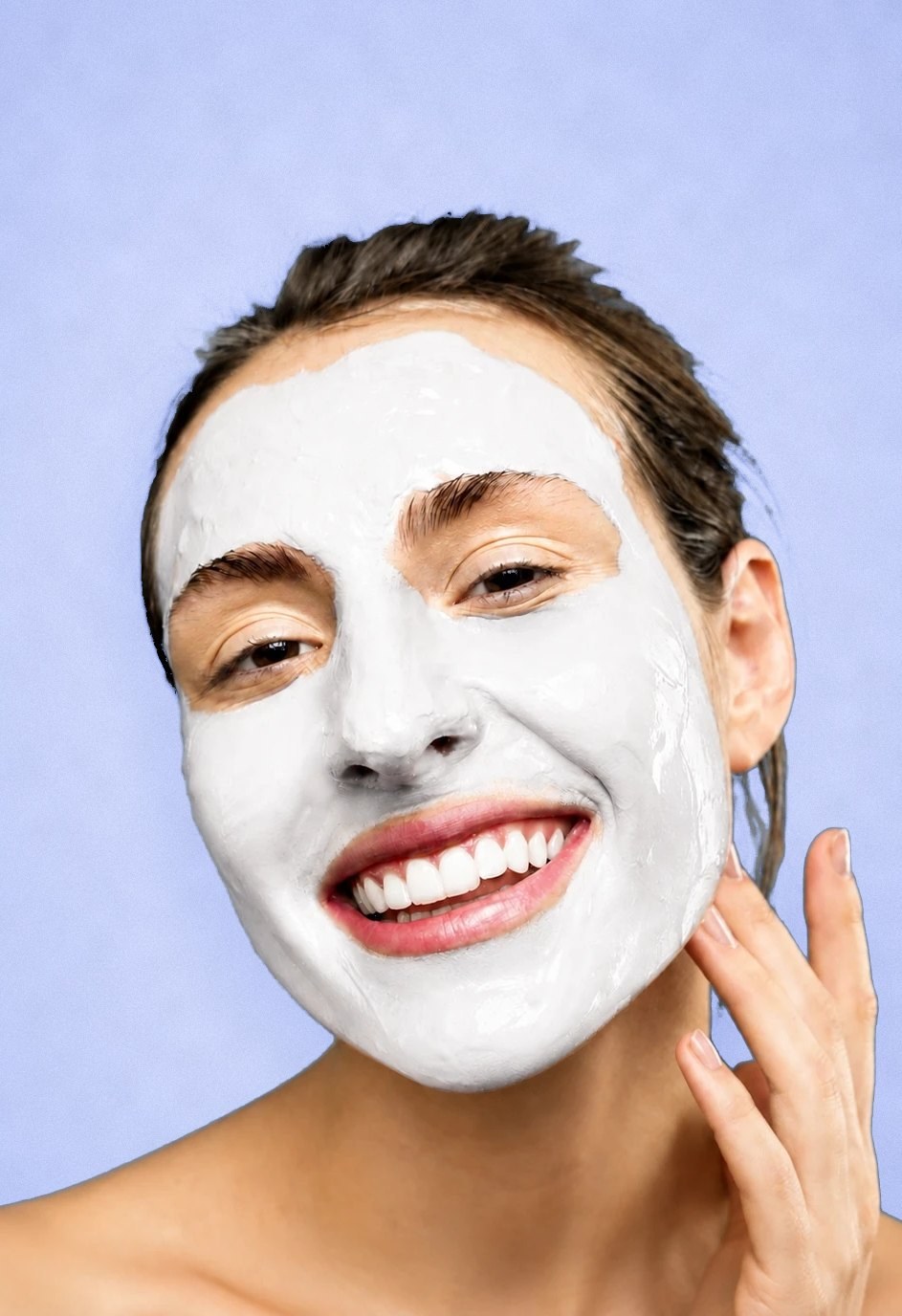 Woman wearing a white facial mask